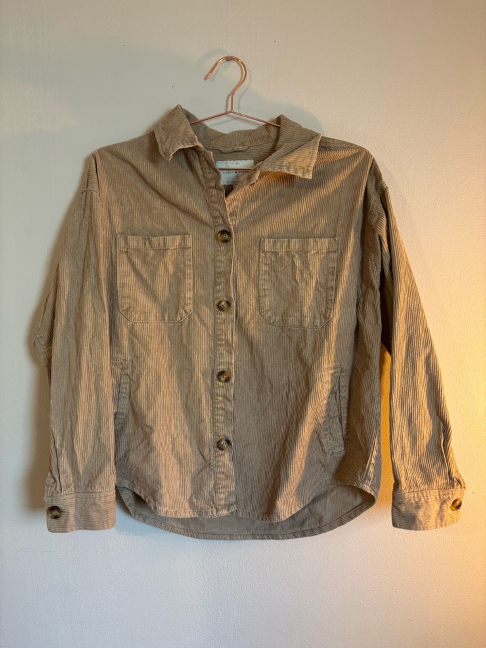 Lucky Brand Tan Corduroy Shirt Jacket